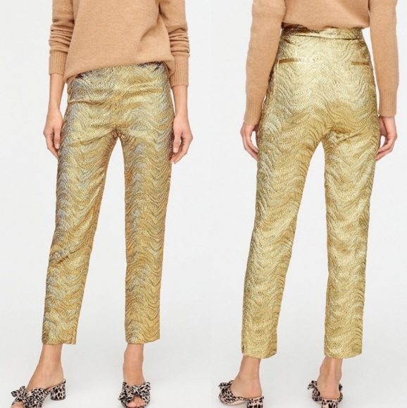 High Rise Metallic Jacquard Cigarette Pant 🧾
